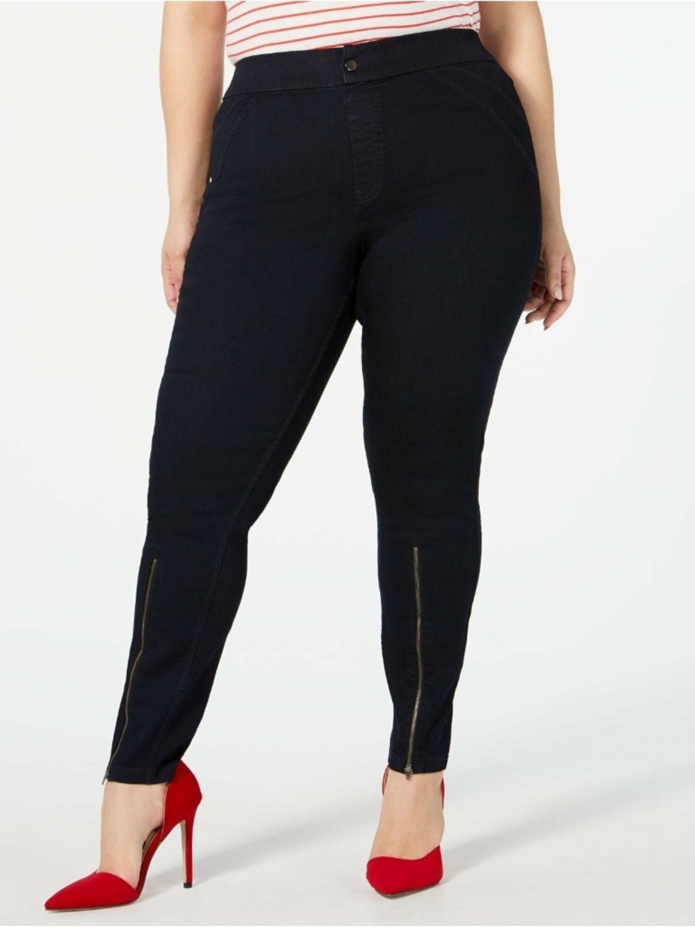 (NWT) Hue Women's Extreme Zip Hem Leggings, Midnight Size 2XL